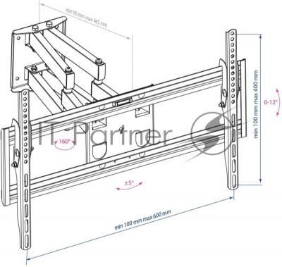 Кронштейн для телевизора Arm Media PT-16 NEW черный, 22"-65" макс. 40 кг, настенный, поворотно-выдвижной и наклонный