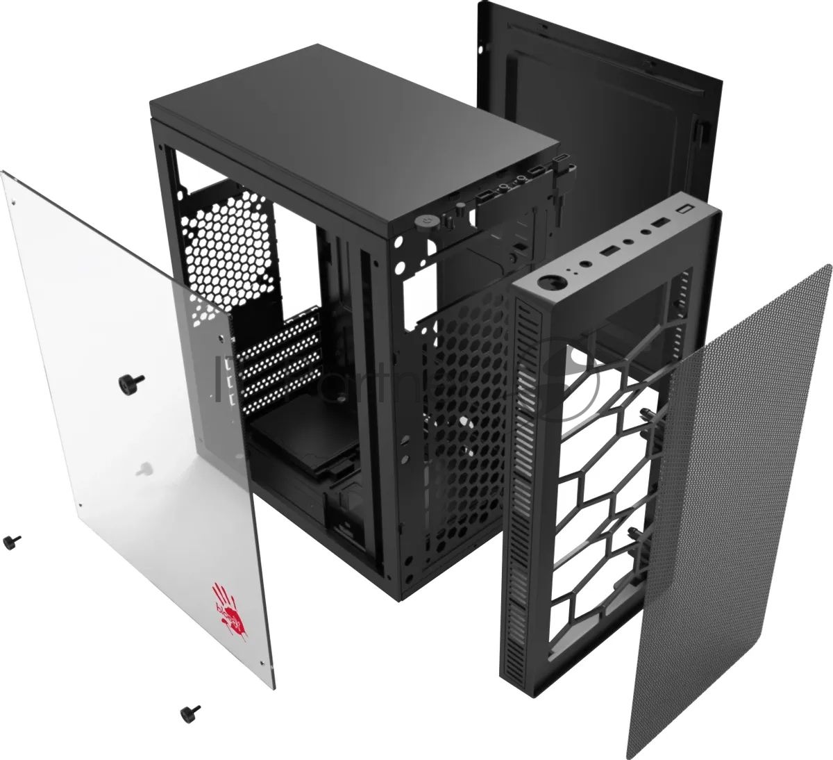 Компьютерный корпус Bloody BD-CC101 черный без БП mATX 1x80мм 1x92мм 2x120мм 2xUSB 2.0 1xUSB 3.0 audio