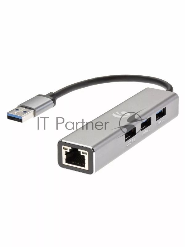 Переходник VCOM USB 3.0 -->RJ-45 1000Mbps+3 USB3.0, Aluminum Shell, 0.2м DH312A