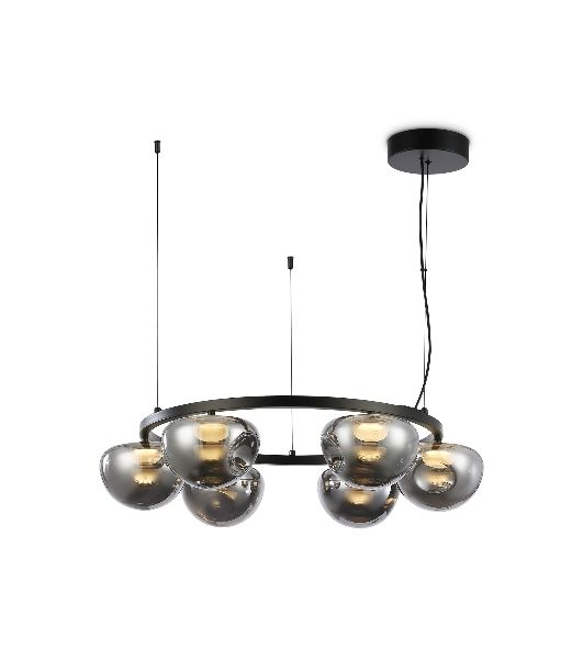Подвесной светодиодный светильник Ambrella light LH12003/6 BK/GD/SM черный/золото/дымчатый 36W 3000K D760*175