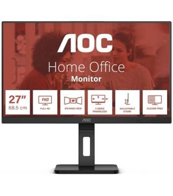 Монитор 27" AOC 27E3QAF IPS 1920x1080, 75 Гц, 4 мс, 16:9, 300 кд/м², HDMI 1.4, DP, VGA, 3.5 Jack, динамики (2x2 Вт), черный