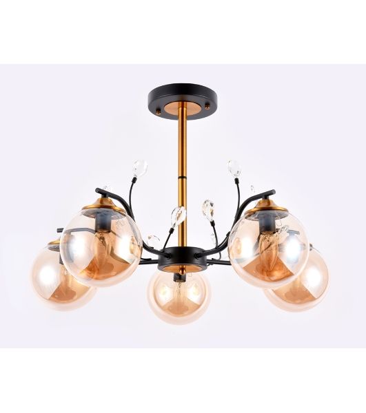 Светильник Ambrella light TR9072/5 BK/TI черный/янтарь E14 max 40W D620*420