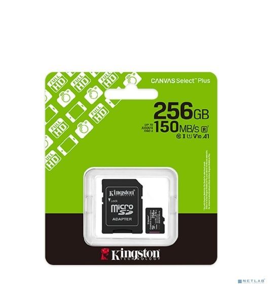 Флеш карта microSDXC 256Gb Kingston SDCS3/256Gb Canvas Select Plus + adapter
