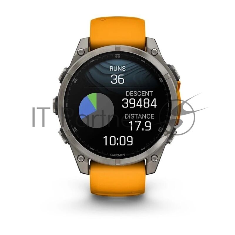 Умные часы Garmin Fenix 8 1.4" AMOLED, Wi-Fi, Bluetooth, NFC, 100м, титановый серый / оранжевый