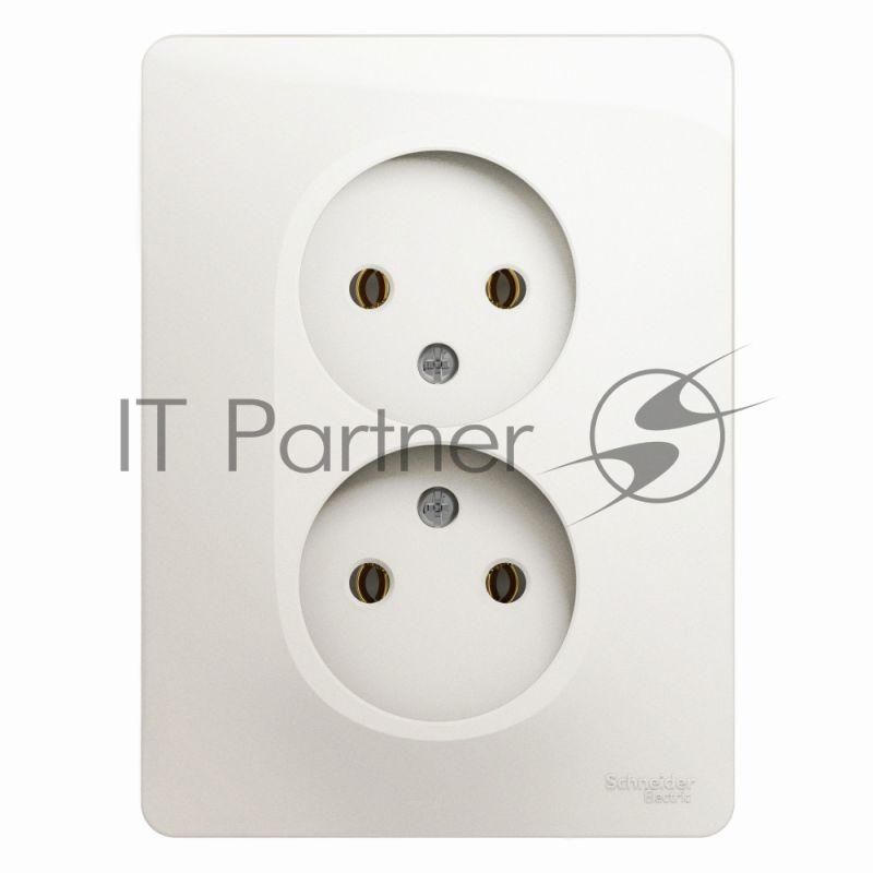 Розетка 2-м СП Glossa 16А IP20 без заземл. в сборе перламутр SchE GSL000620
