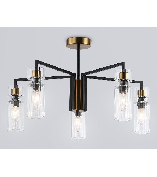 Люстра Ambrella light LH56113/5 BK/BS/CL черный/латунь/прозрачный E14*5 max 40W D605*350