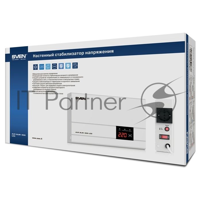 Сетевой фильтр SVEN (Стабилизатор напряжения) AVR SLIM-500 LCD