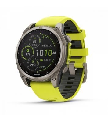 Умные часы Garmin Fenix 8, 1.6" AMOLED, Wi-Fi, Bluetooth, NFC, 100м, серебристый / желтый