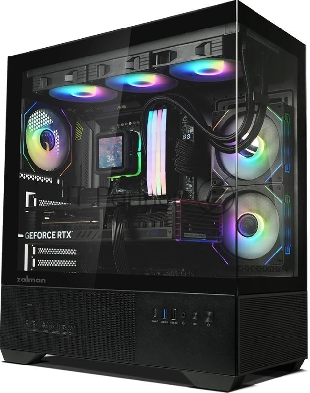 Компьютерный корпус ZALMAN CHRONIX, ATX, BLACK, WINDOW, 1xCombo (3.5’’ or 2.5’’), 1x3.5’’HDD, 2x2.5’’SSD, 1xUSB2.0, 1xUSB3.0, 1xUSB Type-C, SIDE 2x120mm ARGB, REAR 1x120mm ARGB