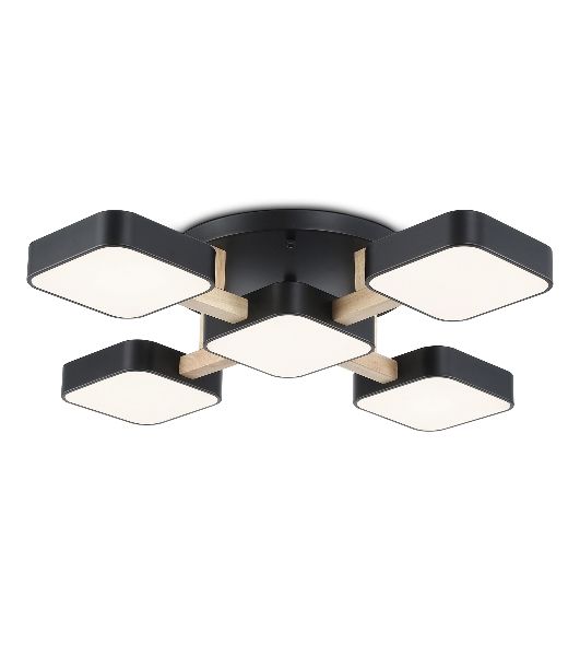 Светильник Ambrella light FL4883/5 BK/WD черный/дерево 90W 3000-6000K 675*675*110 (без ПДУ)