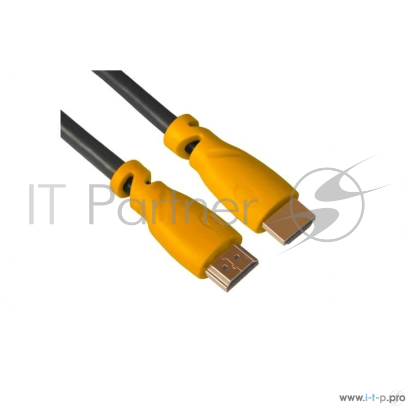 Кабель Greenconnect5.0m HDMI версия 1.4,черный, желтые коннекторы, OD7.3mm, 30/30 AWG, позолоченные контакты, Ethernet 10.2 Гбит/с, 3D, 4K, экран