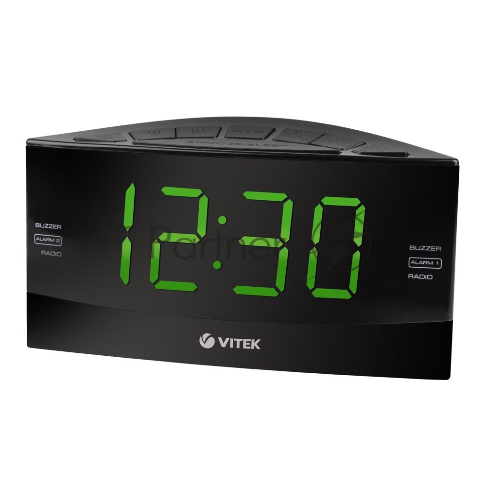Будильник Vitek VT-6603 BK Диапазон частот FM 87,5-108 МГц. Размер дисплея 1,8 дюйм. Сигнал будильника зуммер / радио. Кнопка короткого сна. Таймер отключения. Тип тюнера цифровой. Цвет символов дисплея зеленый. Цвет корпуса черный.