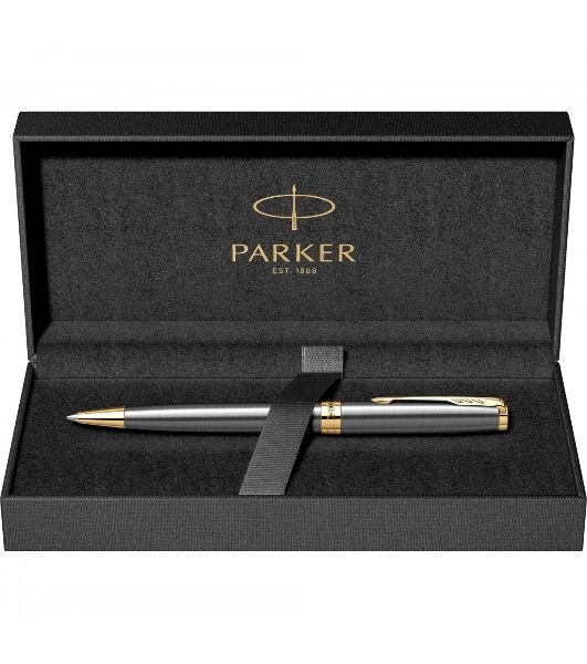 Ручка шариковая Parker Sonnet Grey Core GT (2213679) M, черные чернила, подарочная коробка