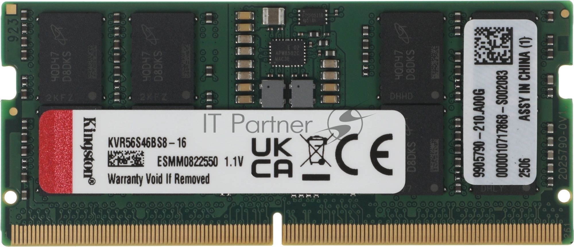 Оперативная память Kingston DDR5 16GB 5600MHz (1*16Gb) CL46 SO-DIMM OEM