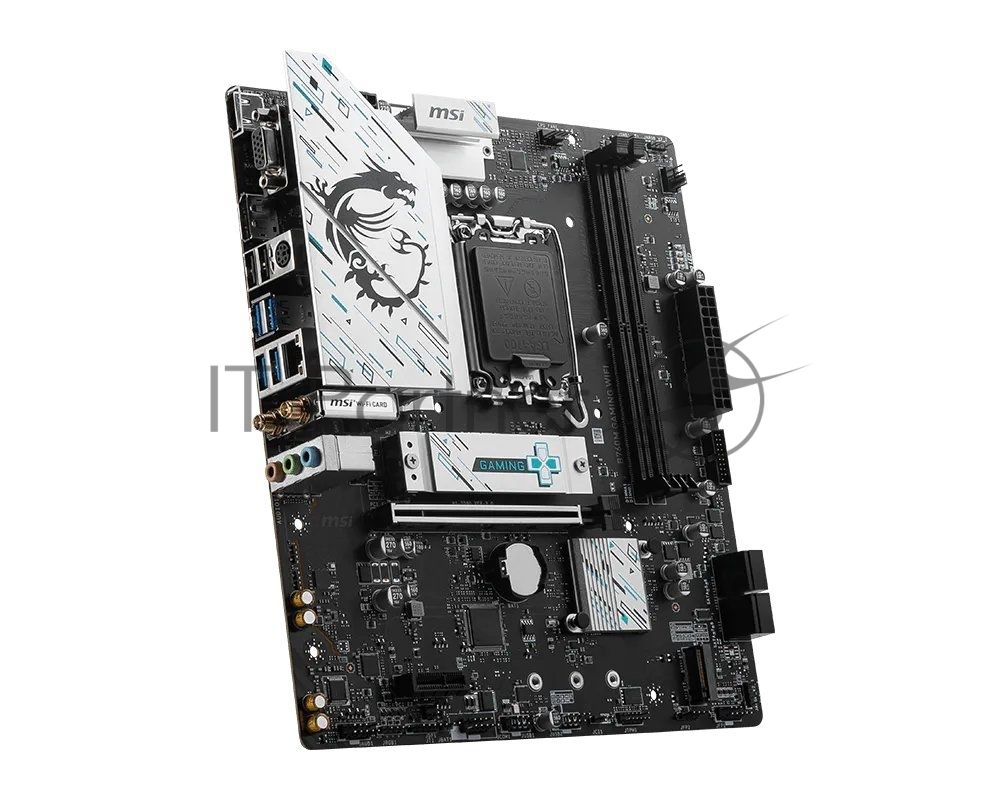 Материнская плата MSI B760M GAMING WIFI, LGA1700, Intel B760, 2xDDR5, 4xSATA 6Gb/s, 2xM.2, 1xPCIe 4.0 x16, 1xPCIe 4.0 x1, 1xVGA, 1xHDMI, 1xDisplayPort, 1x2.5Gb LAN, 4xUSB 3.2 Gen 1, 2xUSB 2.0, 3x3.5 мм, 7.1, mATX