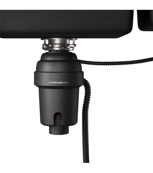 Измельчитель пищевых отходов Kuppersberg WS 550 B, High-Tech, мощность 550 Вт, 3400-3800 об/мин, защита от перегрева, авто выключение, DC мотор, шумоизоляция, уровень шума 70 дБ, черный