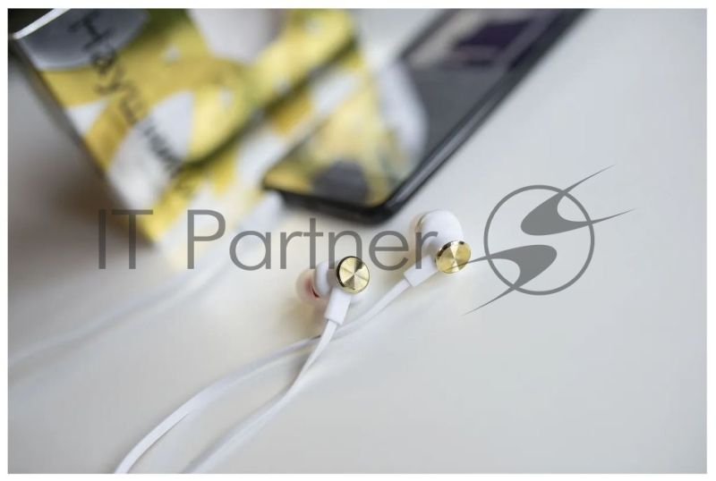 Наушники вакуумные AUX разъем с МК без рег.громкости длина 1.2м More choice P42 (White Gold)