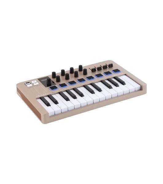 Клавиатура MIDI 231508 Arturia MiniLAB 3 Champagne 25 клавиш, 8 энкодеров, 8 RGb пэдов, 8 фейдеров, дисплей, сенсорные регуляторы Pitch/Modulation, MIDI-выход, 1/4" Jack вход педали, режим Chord, арпеджиатор, USB-C