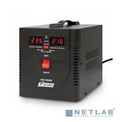 Стабилизатор напряжения Powerman AVS-D Voltage Regulator 2000VA, Digital Indication, 2x Schuko Outlets, 1m Power Cord, 230V, 1 year warranty, черный