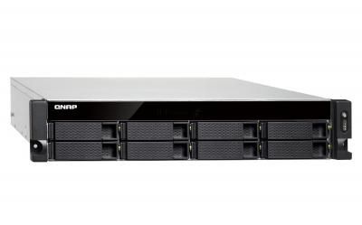 Сетевое хранилище без дисков SMB QNAP TS-883XU-RP-E2124-8G 8-Bay NAS (8x 2.5"/3.5" SATA HDD/SSD), Intel Xeon E-2124 4-core 3.3 GHz (up to 4.3 GHz), 8GB DDR4 ECC RAM (2 x 4GB) up to 64 GB ( 4 x 16 GB),  4x GbE LAN, 2 x 10GbE SFP+, rackmount 2U, 2xPSU. W/o 