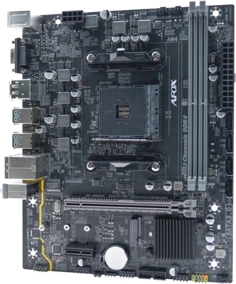 Материнская плата AFOX B550-MA-V4, AM4, AMD B550, 2xDDR4, 4xSATA, 1xM.2, 1xPCIe 3.0 x16, 1xPCIe 3.0 x1, D-Sub, DisplayPort, HDMI, 1x 1Gb LAN, 6xUSB, 5.1, microATX