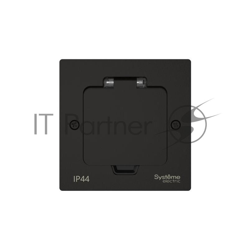 MultiDesk Лючок с розеткой 2К+З, 16А/250В, IP44 с монтажной коробкой для стены, фальшпола, стола Чёрный матовый, тип MDK21 | MDK21102MBA | SE