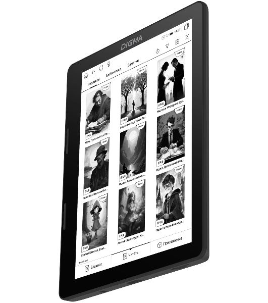 Электронная книга Digma F4 5.83" E-ink HD Carta 680x920 Touch Screen 1.2Ghz 1Gb/8Gb/SD/microSDHC/подсветка дисплея черный