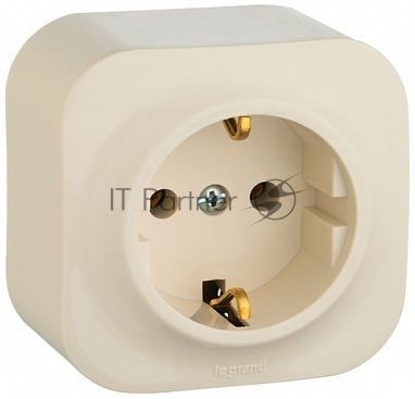 Розетка с заземлением с защитными шторками Legrand 782250 (Слоновая кость)