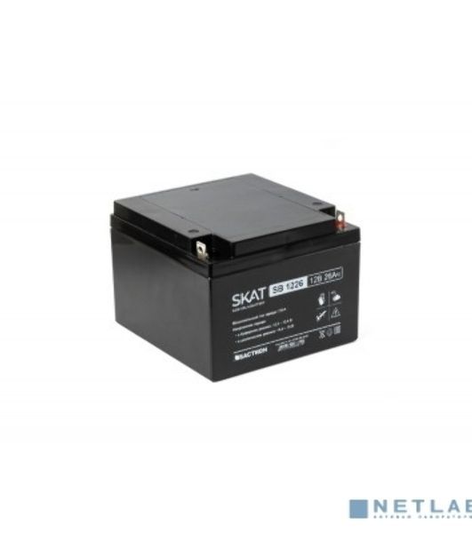 АКБ свинцово-кислотная SKAT SB 1226 тип AGM 12V 26Ач I зар.7,8А (клеммы под болт М5, гарантия - 18 месяцев) (2537)