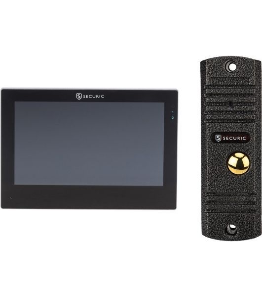 Цветной монитор видеодомофона SECURIC AC-438 7" AHD в комплекте с вызывной видеопанелью с кнопкой