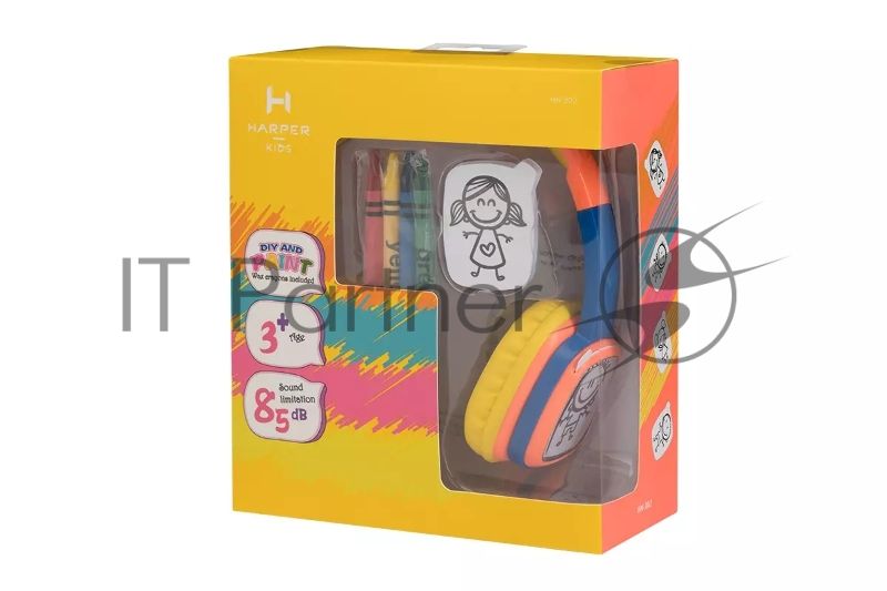 Проводные наушники Harper KIDS HN-302 оранжевый/синий, накладные, проводной