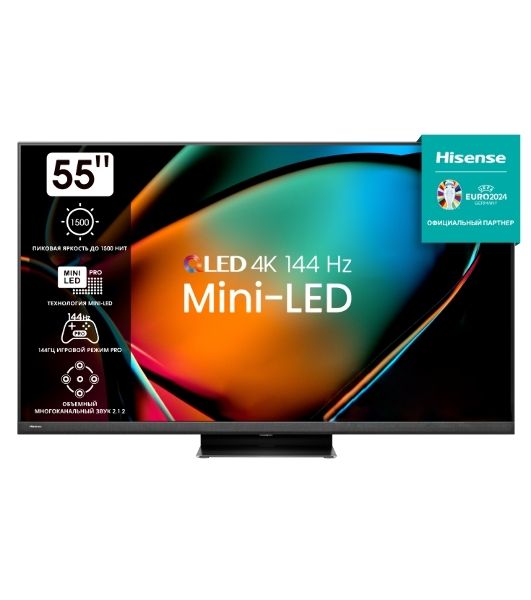Телевизор Hisense 55" 55U8KQ черный Mini-Led UHD 120Hz Smart TV