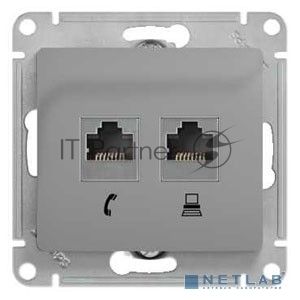 РОЗЕТКА двойная RJ11+RJ45, кат.5E, механизм, АЛЮМИНИЙ