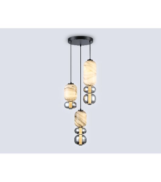 Подвесной светодиодный светильник Ambrella light LH11036/3 BK/MG/SM черный/мраморно-серый/дымчатый 40W 3000K D410*2050