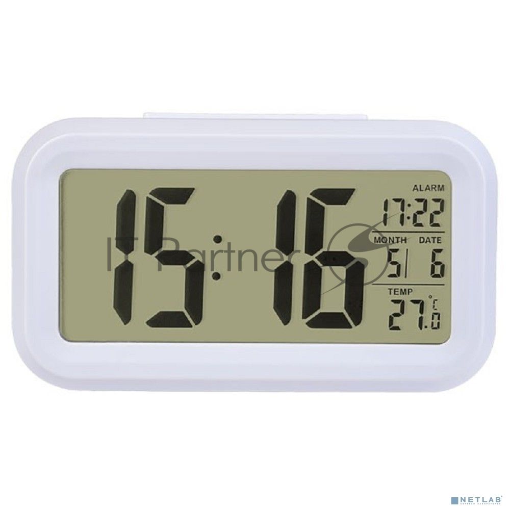 Часы-будильник Perfeo Snuz, белый, (PF-S2166) время, температура, дата