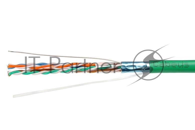 Витая пара CABEUS FTP-4P-CAT.5E-SOLID-LSLTX-GN экранированная FTP (F/UTP), категория 5e, 4 пары (24 AWG), одножильный, зеленый, экран - фольга, нг(А)-LSLTx, (305 м)