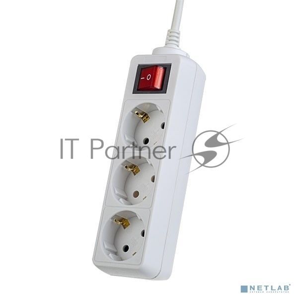 Сетевой удлинитель Perfeo с кнопкой "POWERMATE", PF_A4677 (1,8 м, 3 розетки, белый(PF-PM-3/1,8-W))