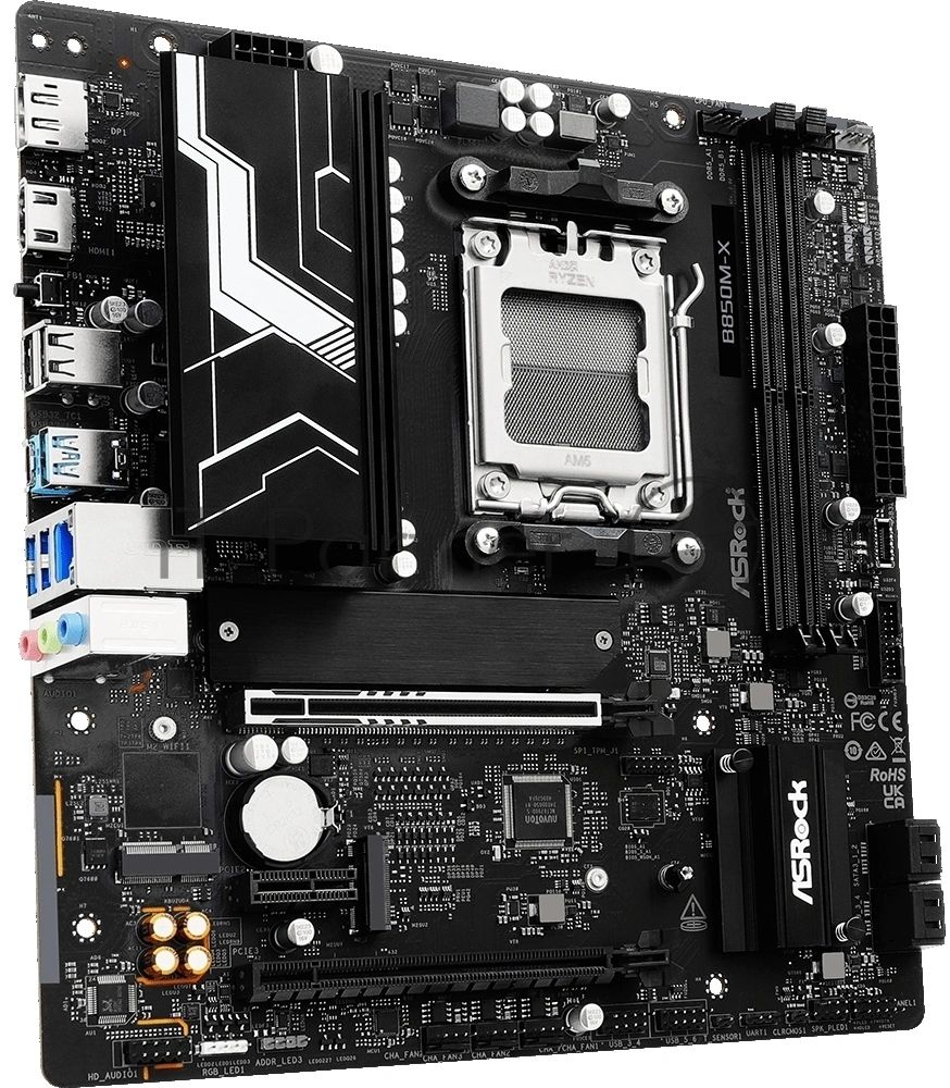 Материнская плата ASRock B850M-X R2.0, AM5, AMD B850, 2xDDR5, 4xSATA, 2xM.2, 1xPCIe 5.0 x16, DisplayPort, HDMI, 1x2.5Gb LAN, USB Type-C, 3x3.5 мм, 7.1, microATX