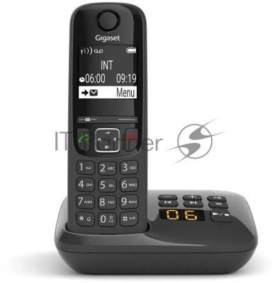 Радиотелефон Dect Gigaset AS690A черный автооветчик АОН