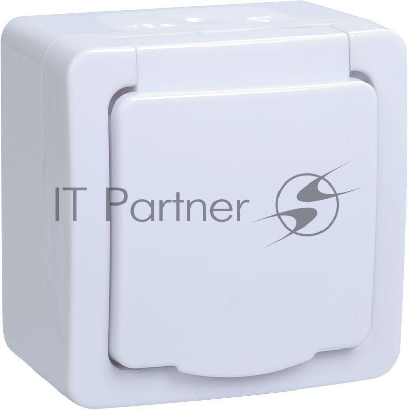 Розетка одноместная IEK ERMP12-K01-16-54-EC РСб20-3-ГПБб роз.1м с з/к о/у IP54 (цвет крышки:белый) ГЕРМЕС PLUS