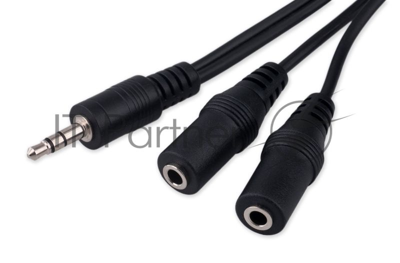 Кабель-разветвитель аудио Cablexpert CCA-415-5M-N, Jack 3.5(M) 3pin/2xJack 3.5(F), 5м, черный, пакет