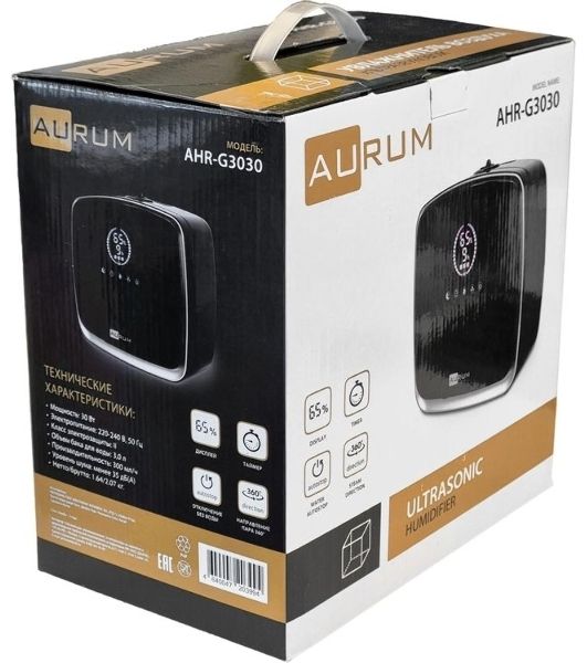 Увлажнитель воздуха AURUM AHR-G3030 черный, 30 Вт, 3 л, ультразвуковой