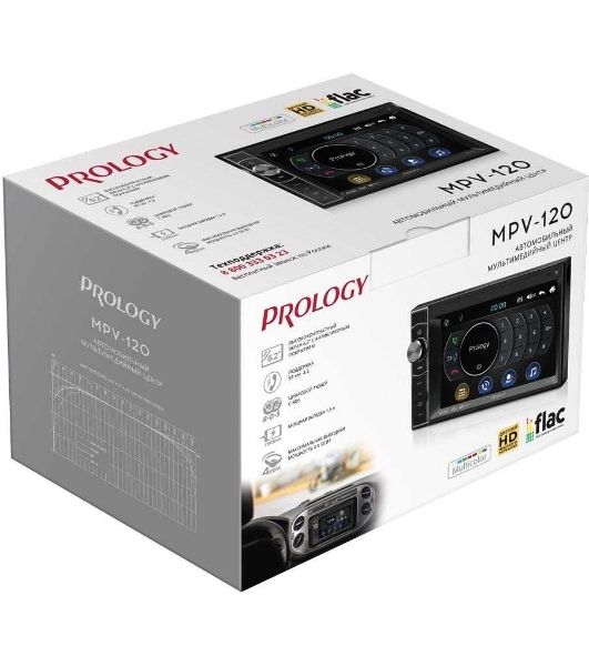 Автомагнитола Prology MPV-120, 2 DIN, 6.2", Bluetooth, USB Type-A, AUX, пульт ДУ