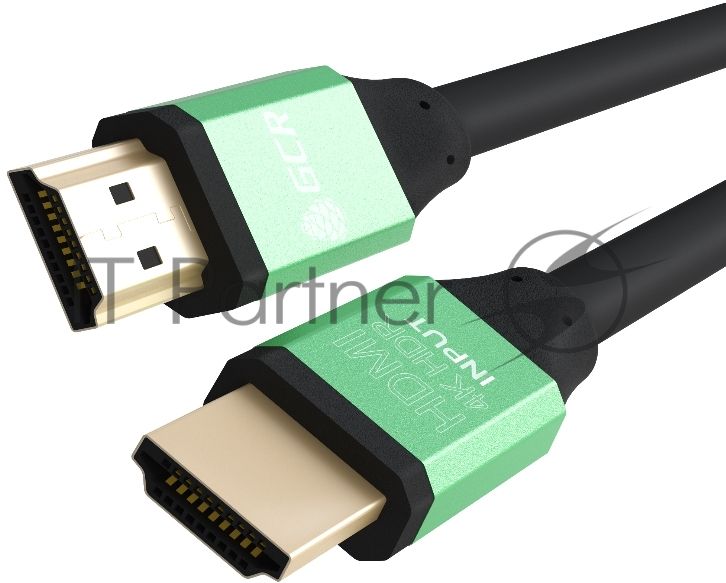 Кабель Greenconnect 0.75m HDMI версия 2.0, HDR 4:2:2, Ultra HD, 4K 60 fps 60Hz/5K*30Hz, 3D, AUDIO, 18.0 Гбит/с, 28/28 AWG, OD7.3mm, тройной экран, черный, AL корпус зеленый (GCR-50960)