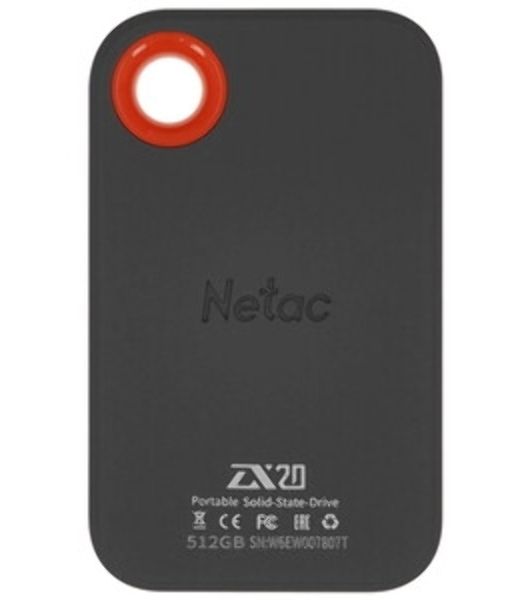 Внешний SSD Netac ZX20 II, 512 Gb, USB 3.2 Gen 2x2 Type-C, R/W 2000/1800, черный