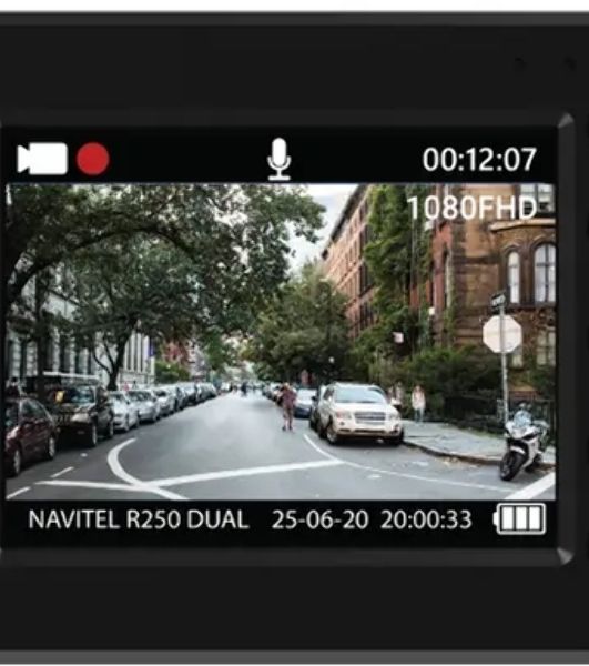 Видеорегистратор Navitel R250 DUAL DVR, 1920x1080, 2", с камерой заднего вида, G-сенсор, датчик движения