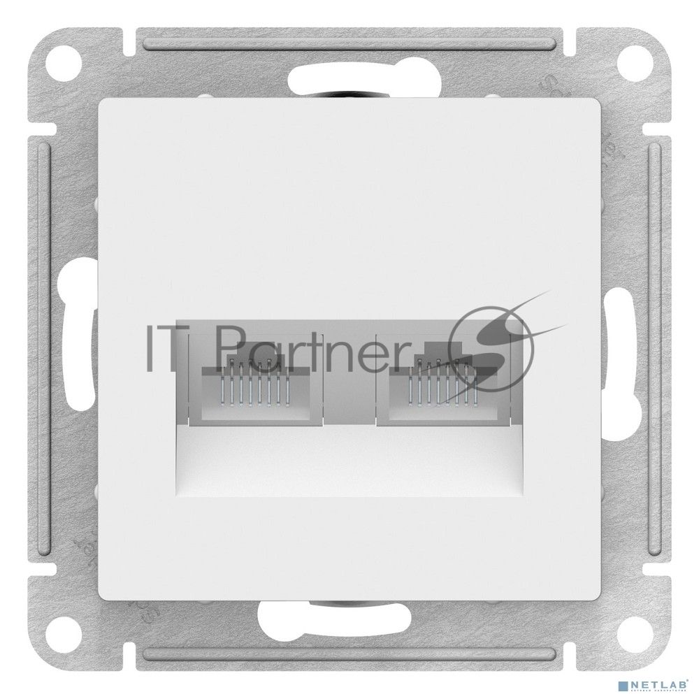 Розетка компьютерная двойная RJ45+RJ45, кат.5E, механизм, белый