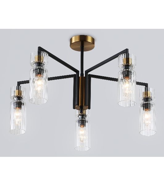 Люстра Ambrella light LH56113/5 BK/BS/CL черный/латунь/прозрачный E14*5 max 40W D605*350