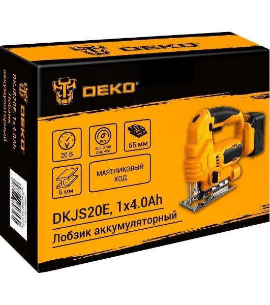 Лобзик электрический аккумуляторный DEKO DKJS20E, 20В, 1x4.0А·ч