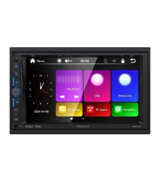 Автомагнитола Prology MPV-370, 2 DIN, 7", Bluetooth, USB Type-A, AUX, пульт ДУ